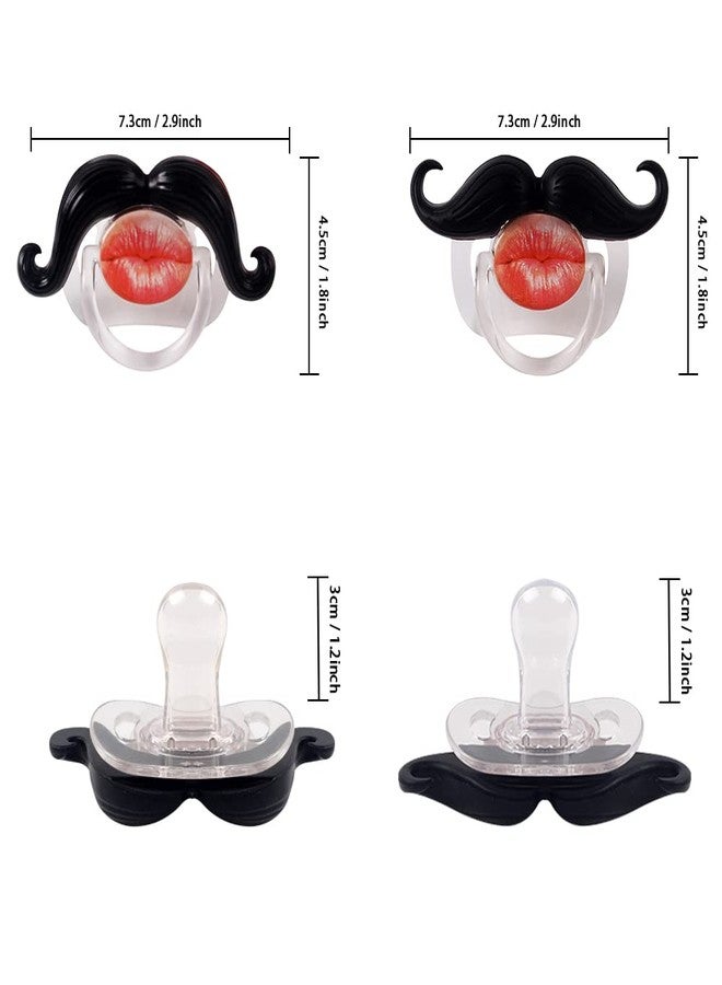 Intatikoo Funny Baby Pacifiers,Mustache Pacifier for Babies 0-36 Months Mustache Binkies Funny Mustache Pacifiers for Boys and Girls BPA Free (4 Packs) - Image 2